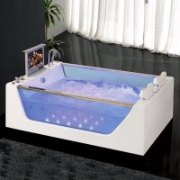 Free Standing with TV Hydromassage Fashion Double Whirlpool Acrylic Bathtub