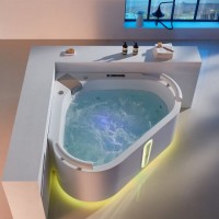 Modern Romantic Sauna Design Heart-Shaped Couple Use Whirlpool Jaccuzi Bathtub