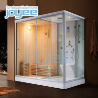 Joyee New Design Indoor Bathroom Wet Steam Wood Dry Sauna Combination Shower Room Steam Shower for 2