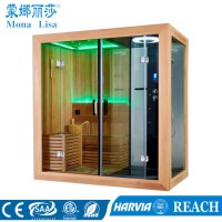 Double-Door Dry & Wet Combination Wooden Sauna Room (M-6035)