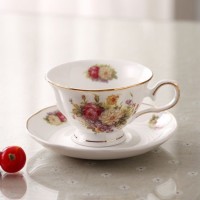 Ceramic Coffee Cups and Saucer Flower Design Afternoon Tea Cup Set