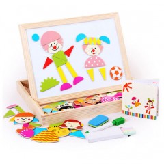 Wooden Magnetic Drawing Board Double Side Jigsaw Puzzle Toy (GY-W0016)图1