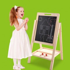 Wooden Double-Side Detachable Easel Magnetic Drawing Writing Chalk Board (GY-W0015)图1