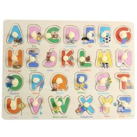 English Letters Children Grab Board Baby Wooden Puzzle Early First Educational Kids Learning Toys