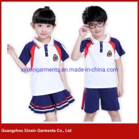 Child Summer Cotton School Uniform  Kid School Shirt  School Wear (U110)