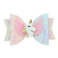 Unicorn Bow Hair Clips for Baby Girls 3.5inch Girls Hair Accessories with Unicorn Glitter Boutique H