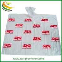 Customized Logo Printed Disposable PE Poncho Raincoat  Transparent Unisex Emergency Rain Poncho for