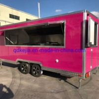 2020 Best Selling Ice Cream/Crepe/Fast Food Street Mobile Food Van Trailer with Nice Pink Color