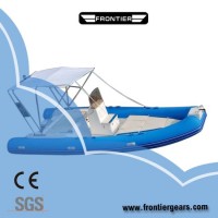 Rib Fiberglass Rigid Hull Inflatable Fishing Boat with Outboard Motor