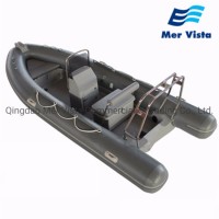 Ce China Hot Sale Gray Rubber Material Fiberglass Hull Inflatable Fishing Cabin Boat