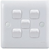 UK British Standard 5 Gang Type Electric Wall Switch