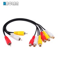 RCA Extension Cable  0.3m 3 RCA Male Jack to 6 RCA Female Plug Splitter Audio Composite Extension Vi