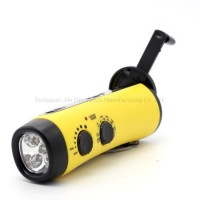 Hand Crank Flashlight Radio Emergency Cell Phone Charger Portable Super Bright 5 LED Built-in Loudsp