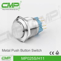 Vandal Resistant Momentary Push Button Switch (25mm  Flat Head  1no1nc)