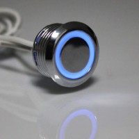 12V Chrome Surface Round Blue Color LED Mirror Touch Sensor Switch Touch for Mirror Bathroom Cabinet