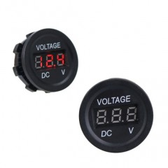 Auto Electric 12V Mini DC Round Digital Voltmeter with Red Blue Green LED图1