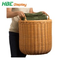 Home Storage Plastic Woven Laundry Basket with Ear Handles