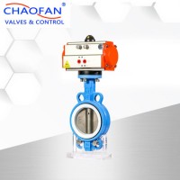 Pn10 Wafer Ductile Iron Butterfly Valve with Pneumatic Actuator