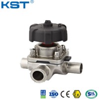 Stainless Steel Manual 3-Way Santary Clamp Diaphragm Valve