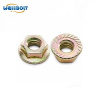 Carbon Steel Yellow Zinc Plated Hex Flange Nuts