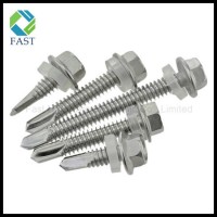 Stainless Steel 410 Hex Head Self Drilling Screw with Plastic Washer