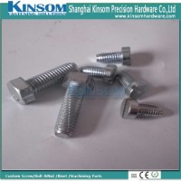 Customized Cutting Thread Hex Bolt with Slotting Head Blue Zinc Coating