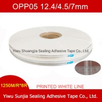 Print White Line Tape  Double Sided Tape  Re-Sealable Tape  Bag Sealing Tape for PE Bag (12.4*4.5*7m