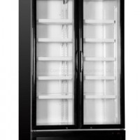 Commercial Refrigerator Double Door Vertical Showcase with Dynamic Cooling System in Black/White/Gre