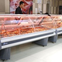 Supermarket Meat and Deli Food Display Curved Glass Case Chiller