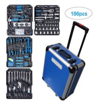 186PCS Popular Trolley Aluminium Case Home Hand Tool Set