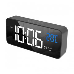 Digital Alarm Clock Indoor Temperature Calendar LED Mirror Clock图1