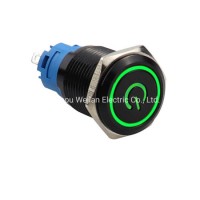 16mm Metal Push Button Switch Power Button Waterproof Flat Circular Button LED Light Self-Lock Self-