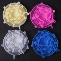 Food Reusable Bowl Cover Flexible Silicone Cup Stretch Lids 6-Pack