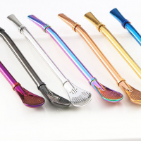 Stainless steel straw filter spoon