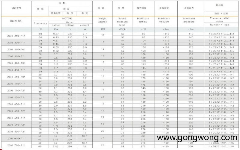 2.2GH Single phase motor -Side channel blower selection and ordering parameters_??