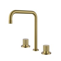 Gold Split 304 stainless steel three holes  Basin faucet