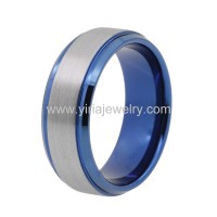 Blue plating tungsten rings stepped and beveled edges