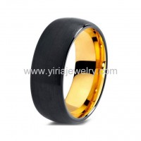 Dome band tungsten rings black and gold mens wedding rings