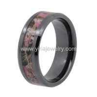 Camo inlay polished shiny tungsten rings