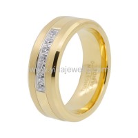 CZ inlay tungsten gold rings