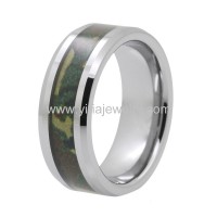 Gree camo tree inlay tungsten rings