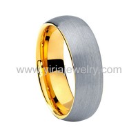 Gol brushed  finished tungsten domed band rings