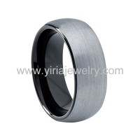 Black domed band tungsten rings