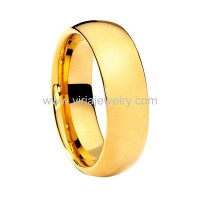 Gold domed band tungsten carbide rings