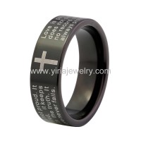 Black lase logo tungsten ring flat band