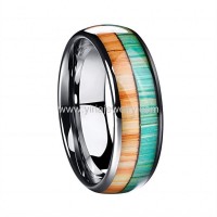 Colour wood inlay tungsten 8mm mens jewerlry rings