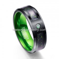 Gemstone inlay gree tungsten rings图1