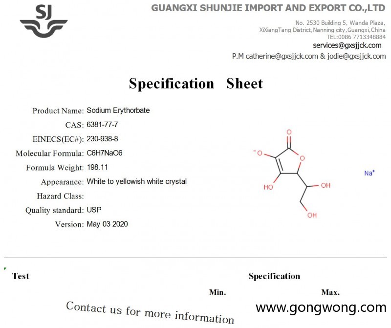 Sodium Erythorbate+CAS6381-77-7