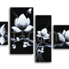 4 Piece 100% Hand Painted Flowers Oil Paintings on Canvas图1