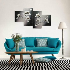 Elegant BloomFlowers 4 Pc Modern HandPainted Gallery Wrapped图3